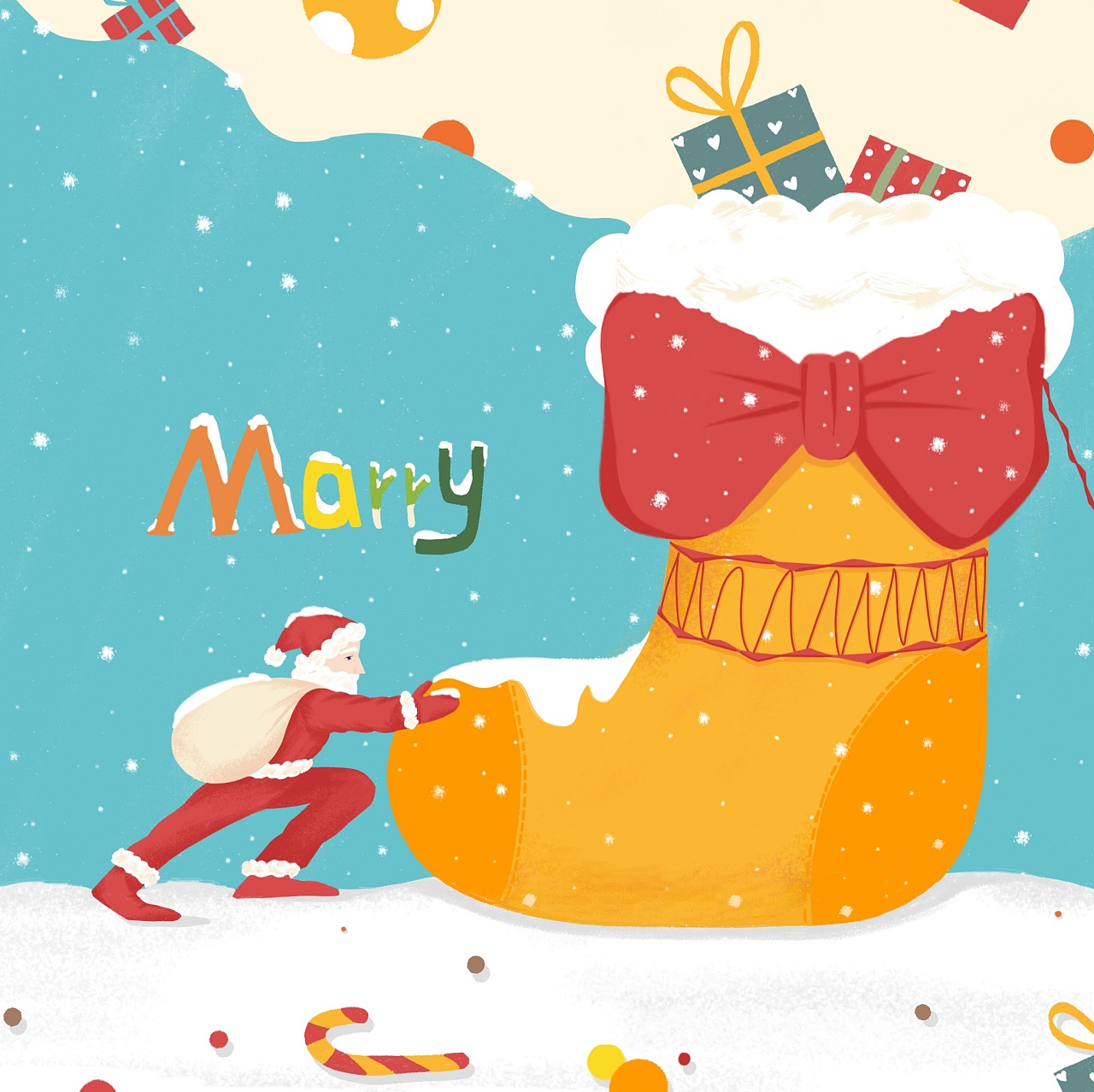 圣诞节礼物盒插画 - 模板 - Canva可画