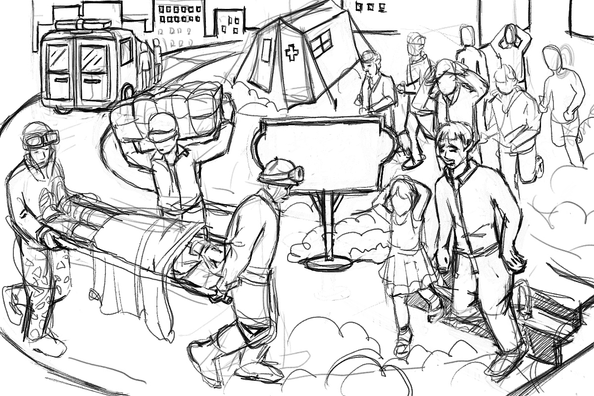 地震演习（图ZNzQxNjYyMA==） - 新锐潮流插画 - 站酷设计师肥鸽原创素材 - 站酷ZCOOL