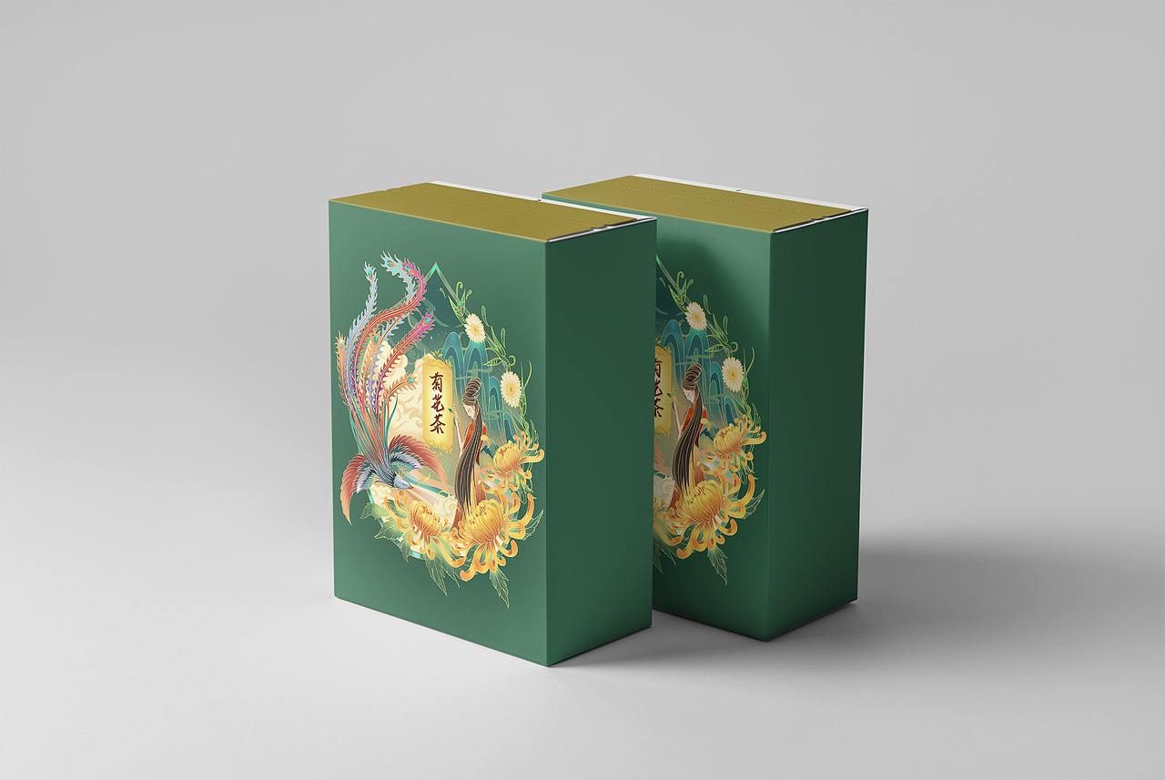 茶品包装国潮插画设计
