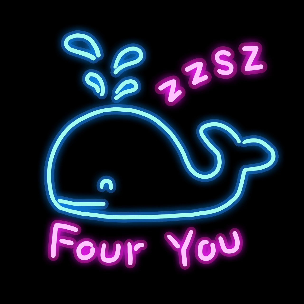 【涵子插画】鲸鱼霓虹灯