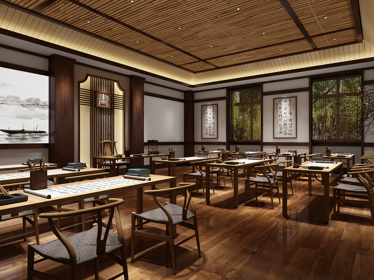 疏朗静谧上海九州书院禅意新中式风格设计案例