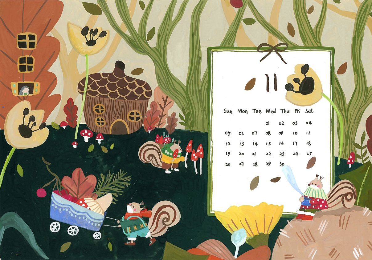 2023插画月历|不透明水彩（图ZMzMwNDg3ODcy） - 创作习作 - 站酷设计师猫与亭原创素材 - 站酷ZCOOL