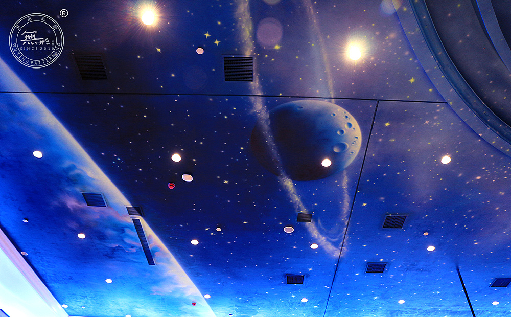 洛阳墙体彩绘——洛阳水席园婚礼大厅手绘星空|空间|展陈设计|晕仙儿