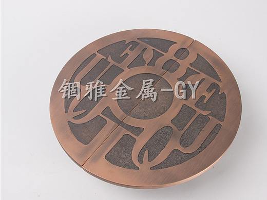 字母圆形红古铜铝艺大门拉手 铝板雕刻大门拉手定做