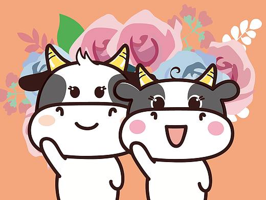 阿茹插画设计原创手绘牛屏保鼠标垫地毯地垫四件套抱枕