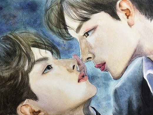 博君一肖 肖战 王一博 水彩练习