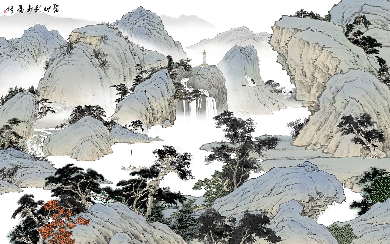 纪保超《数字山水》（图ZMjQ3MDQ2MzYw） - 商业插画 - 站酷设计师纪保超原创素材 - 站酷ZCOOL