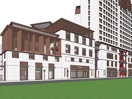 藏式商业街SU模型下载