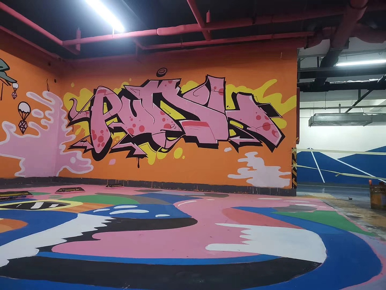 吕梁墙绘彩绘手绘墙画壁画墙体彩绘 餐饮网吧商业画