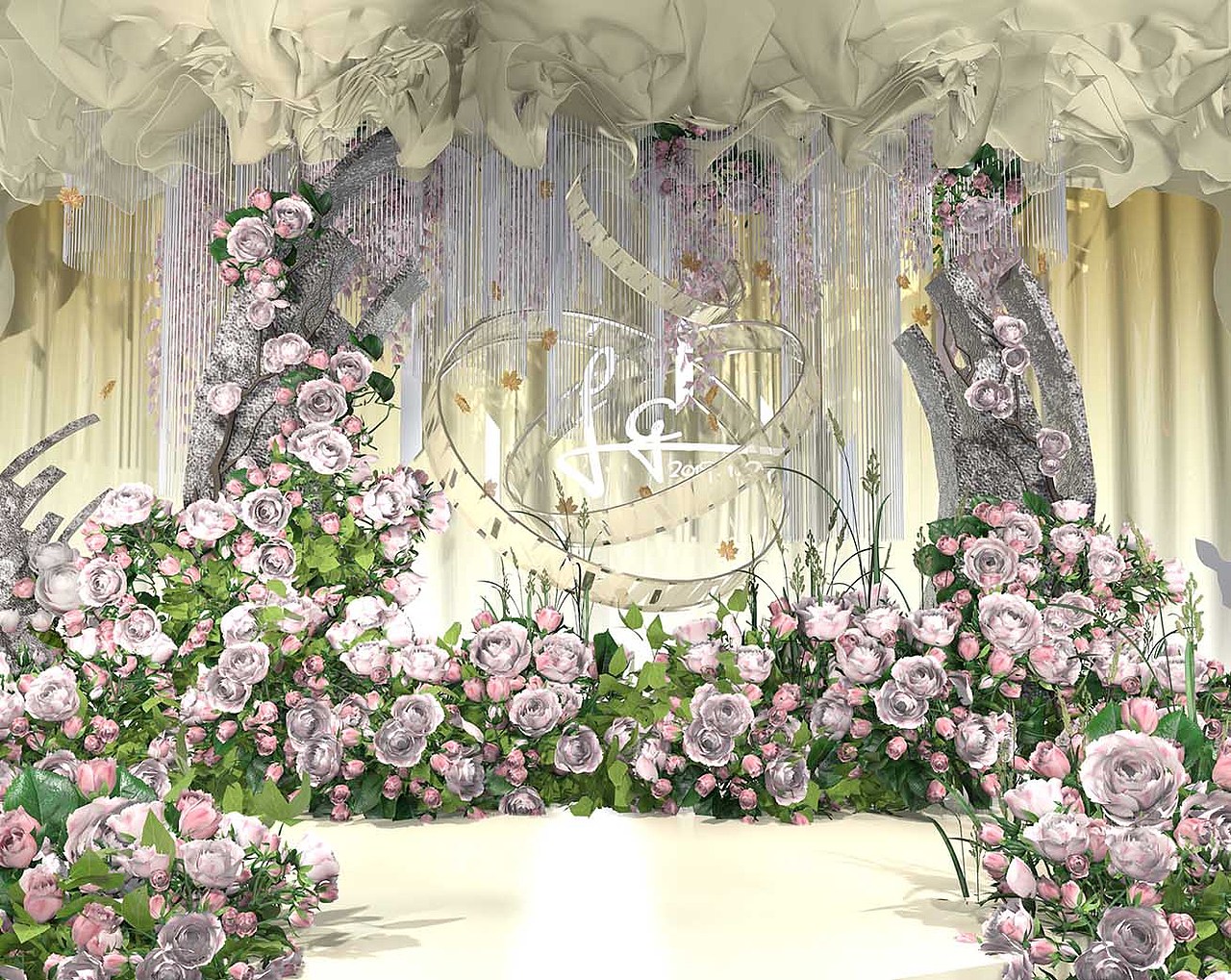 经典婚礼三位场景效果图