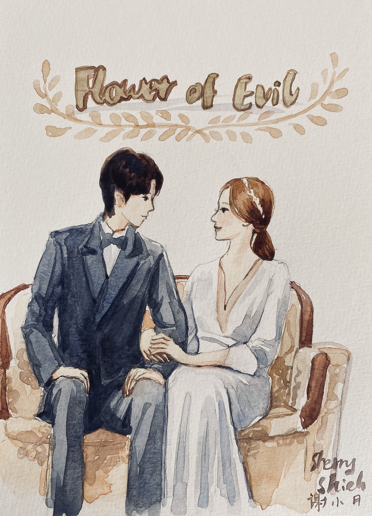 【恶之花】谢小月手绘水彩人像系列（图ZMjI2OTIzOTU2） - 绘画 - 站酷设计师谢小月原创素材 - 站酷ZCOOL