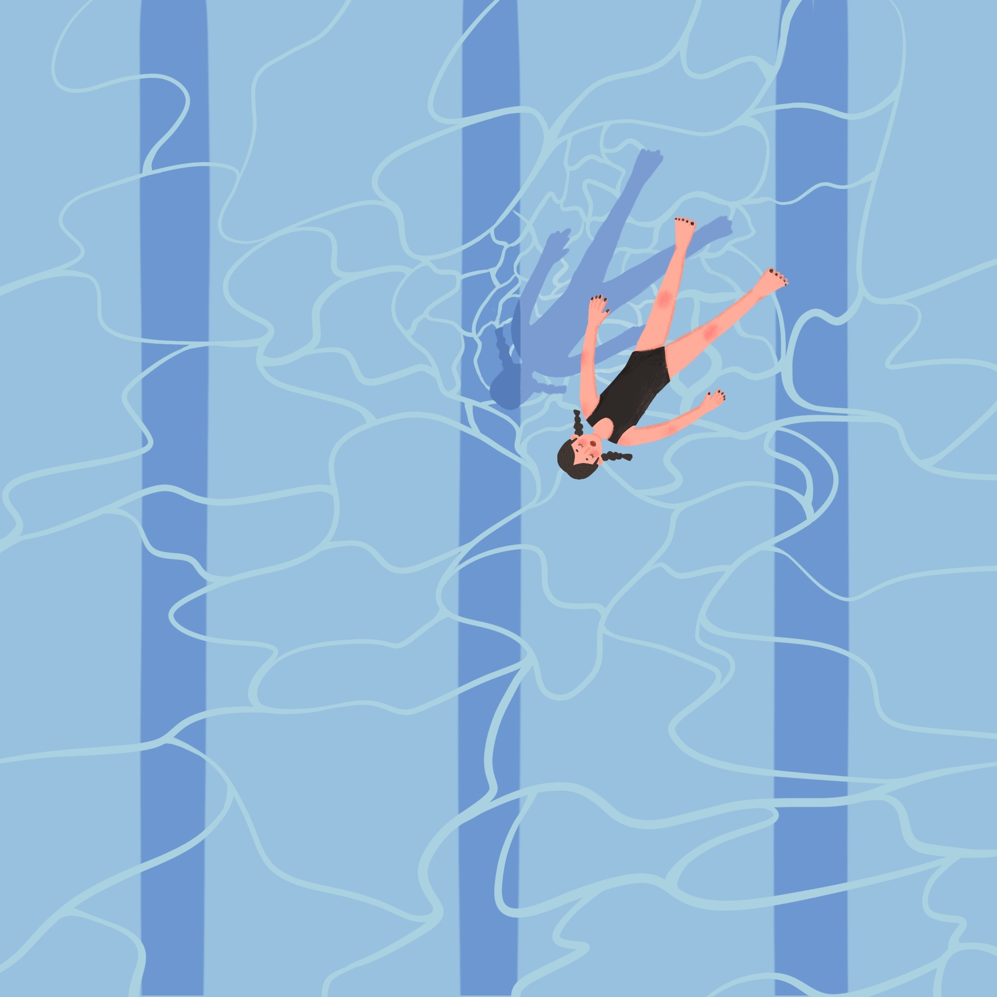 泳池里的女孩|插画|艺术插画|freckledgirl怡仔 - 原创作品 - 站酷