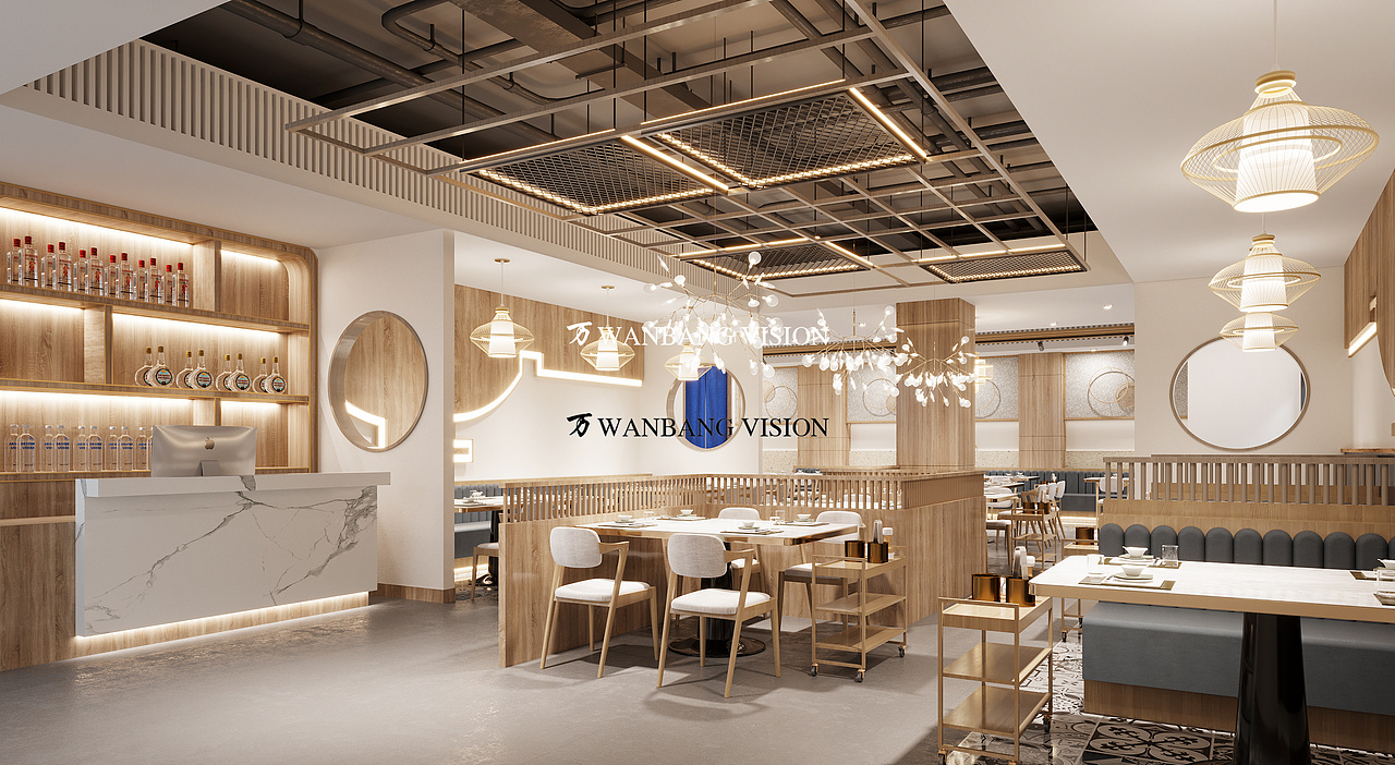 现代 原木风 日式 餐厅（图ZMjc0OTE4MTU2） - 酒店餐饮设计 - 站酷设计师万邦效果图施工图原创素材 - 站酷ZCOOL
