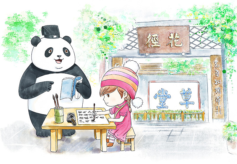 旅游景点熊猫明信片创作小集