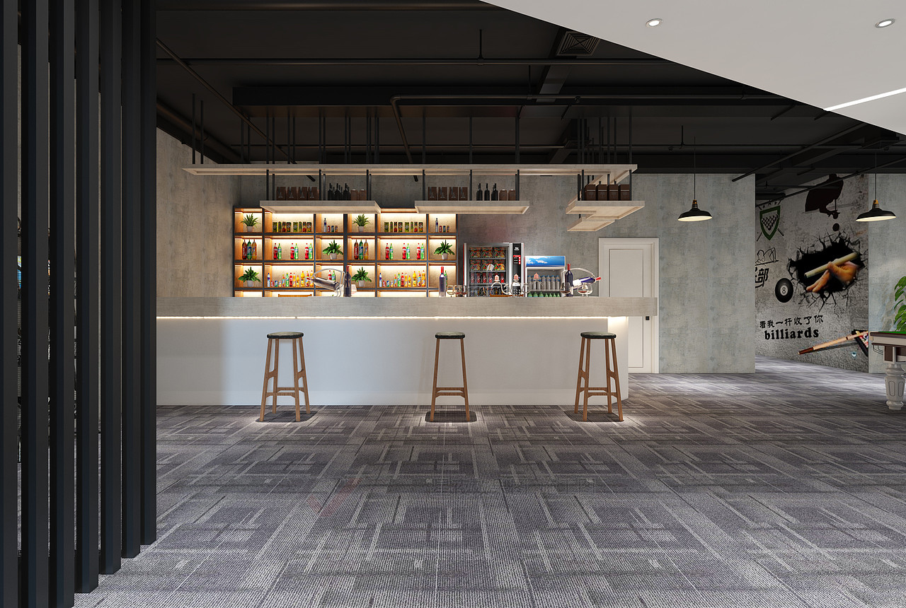 工装|台球室前台—吧台—办公空间