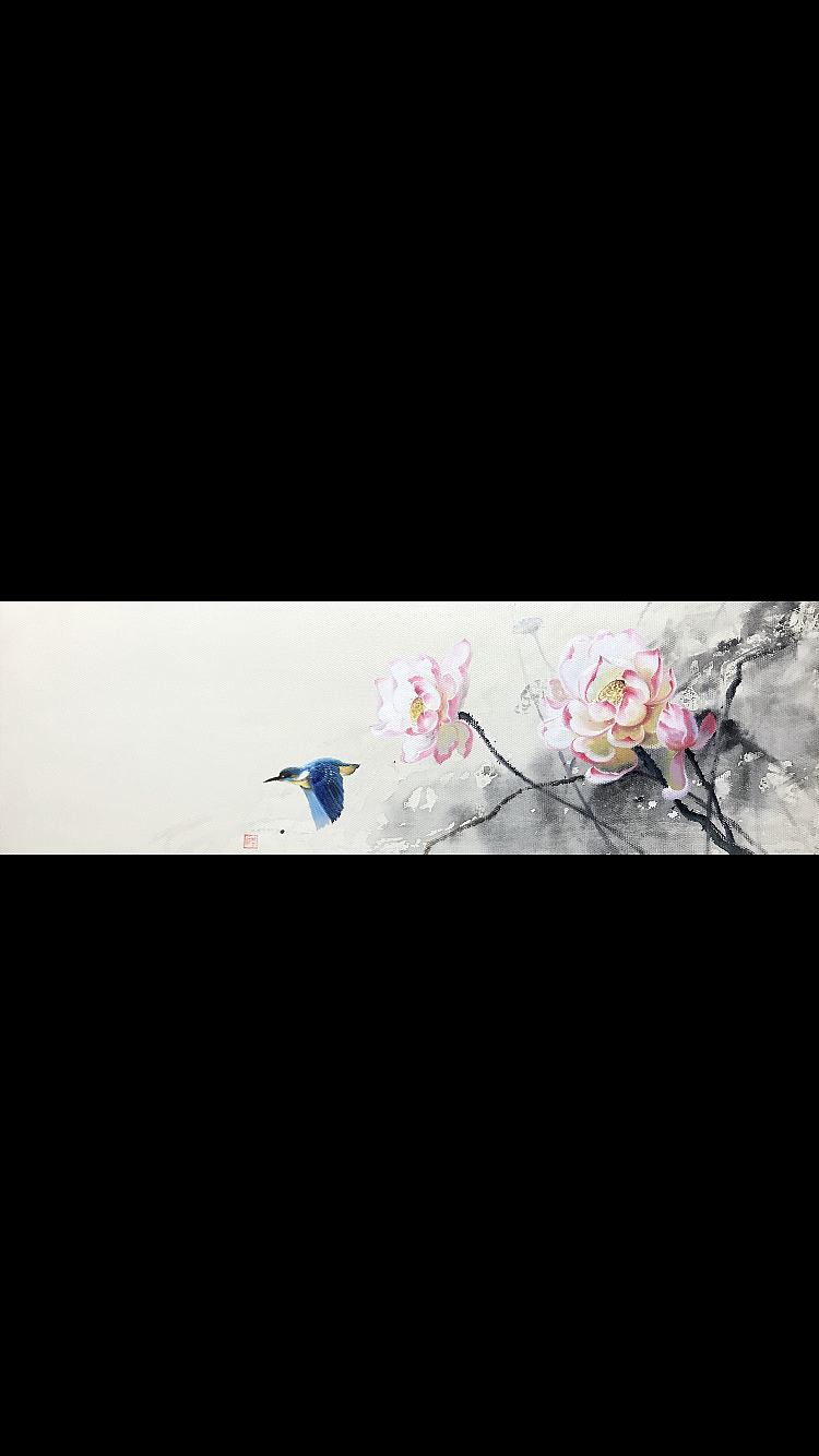 #谢志敢#荷花鸟#油画作品#