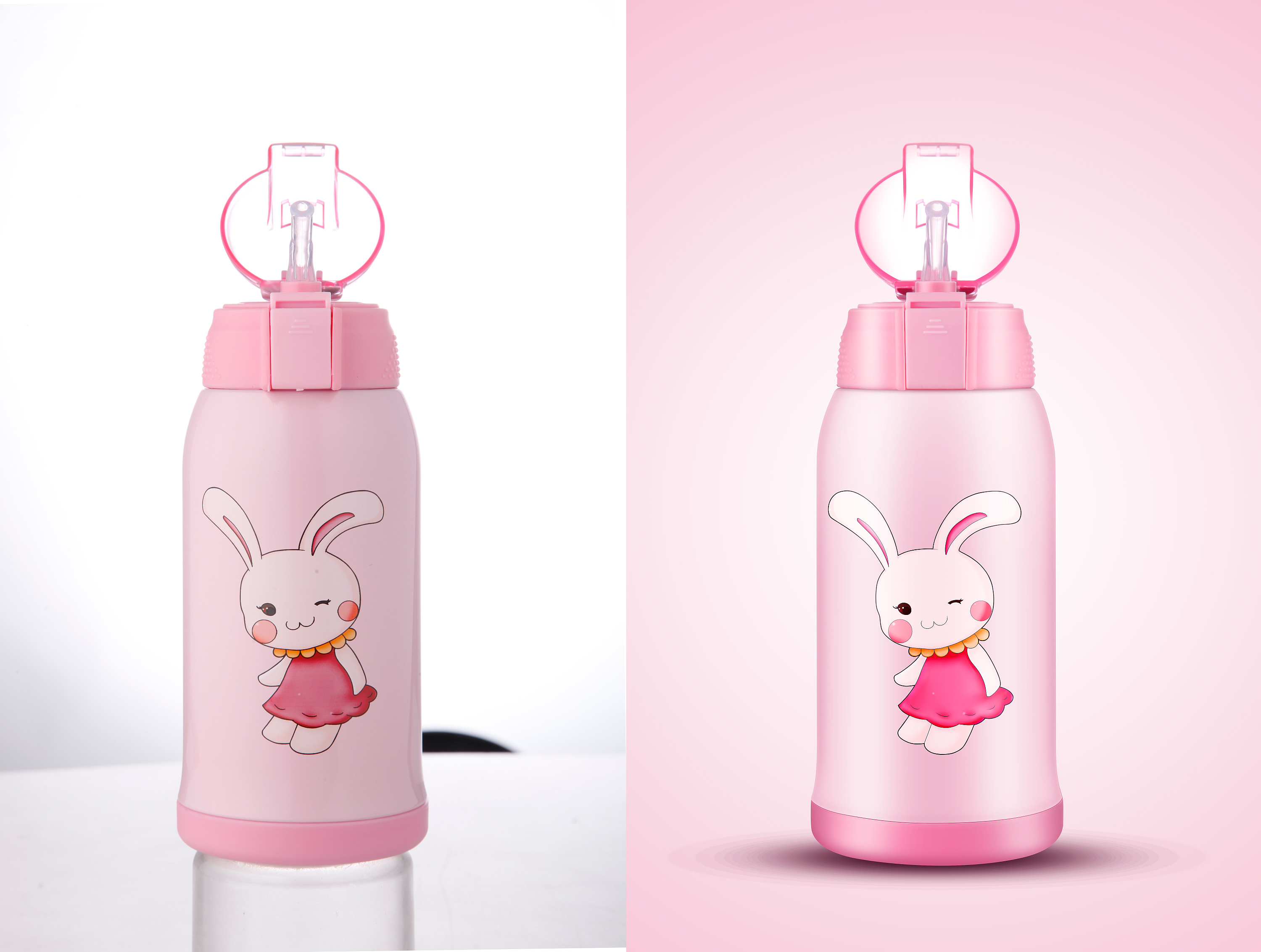 粉色保温杯修图