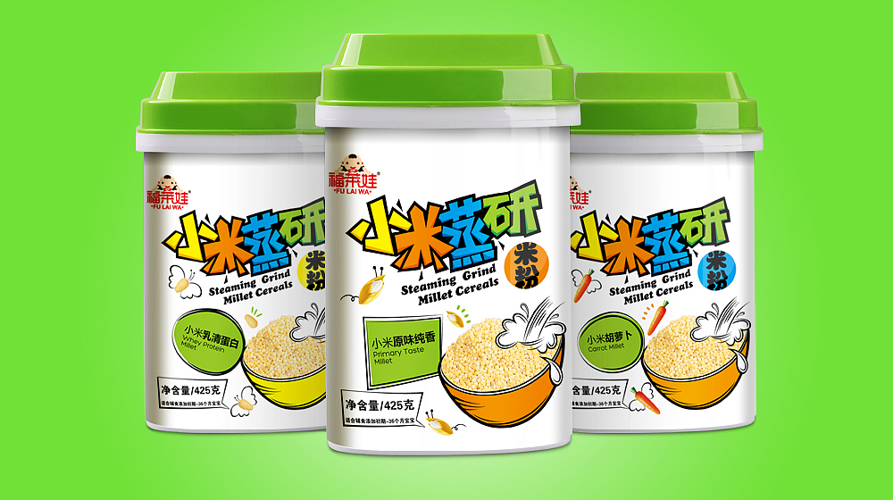 福莱娃小米蒸研/益生菌米粉包装设计（图ZMzA4ODA5NjA=） - 包装 - 站酷设计师核桃设计原创素材 - 站酷ZCOOL