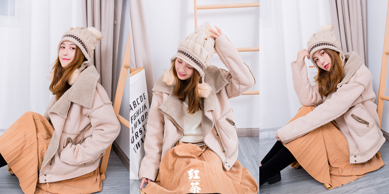 民宿风冬装帽子拍摄