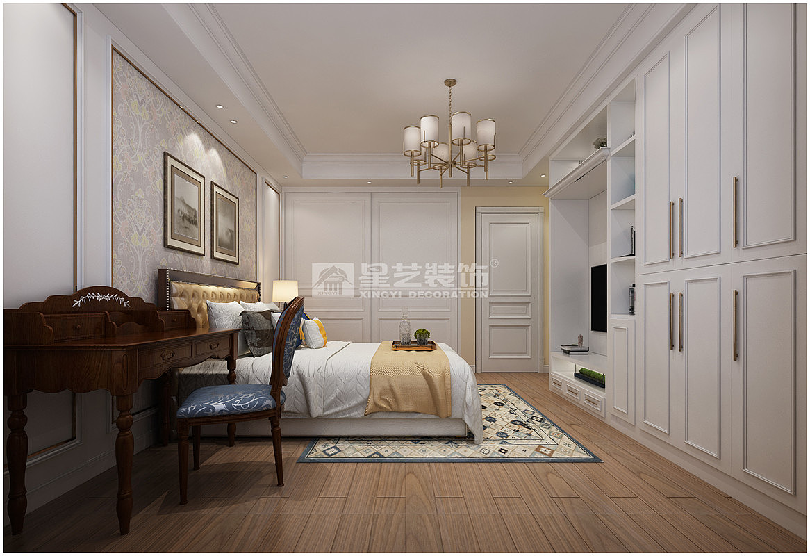 贵阳120平米简约美式风格装修设计效果图!