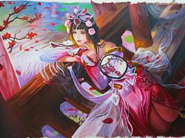 油画手绘王者荣耀甄姬-游园惊梦【兔子凌风作品】