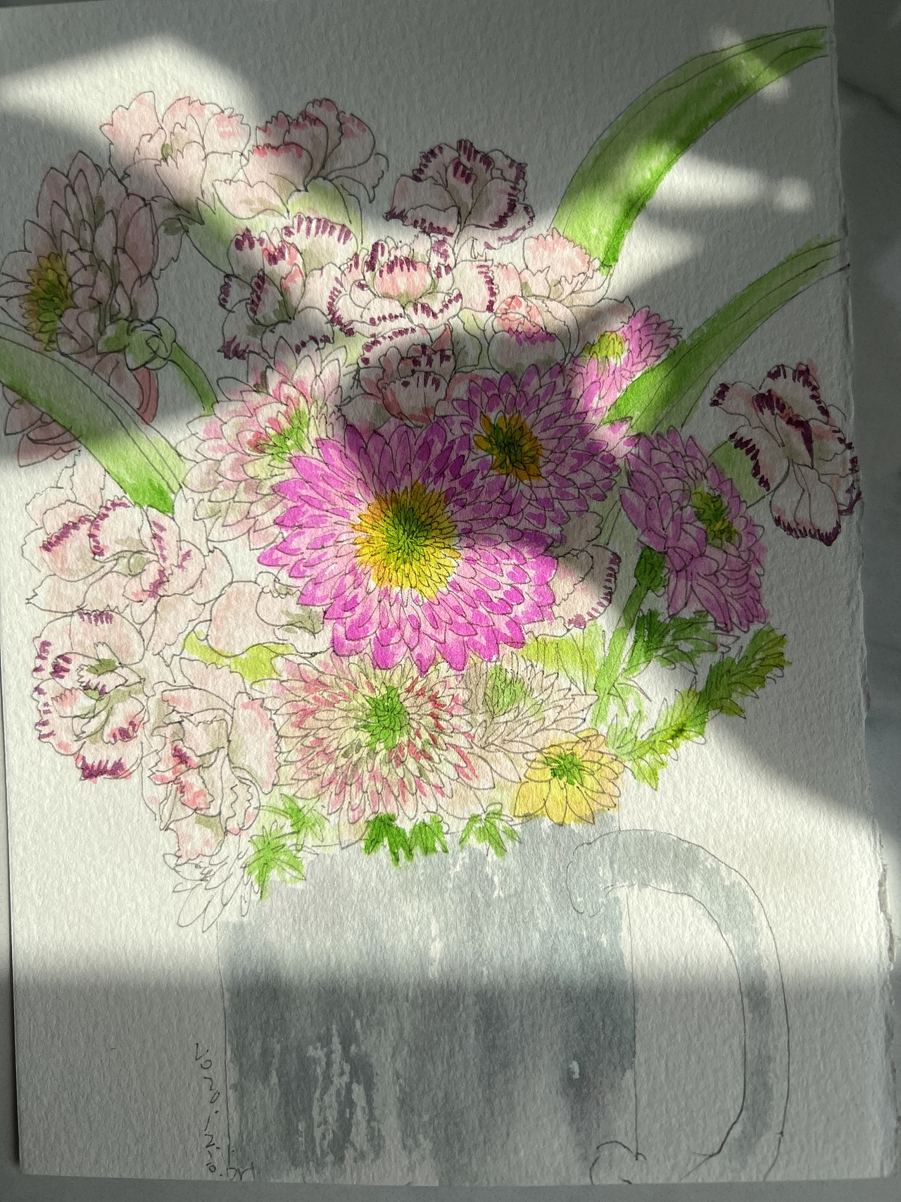 水彩花朵