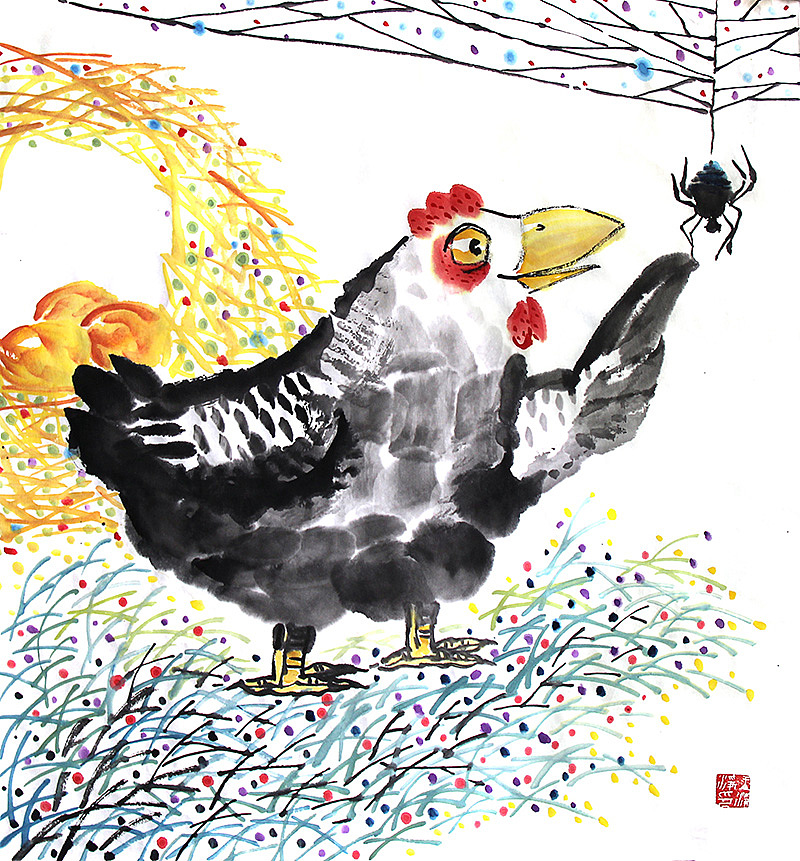 王净净 水墨鸡 鸡年插画 国画鸡（图ZNjM1MDIyNDA=） - 绘画 - 站酷设计师画儿晴天原创素材 - 站酷ZCOOL