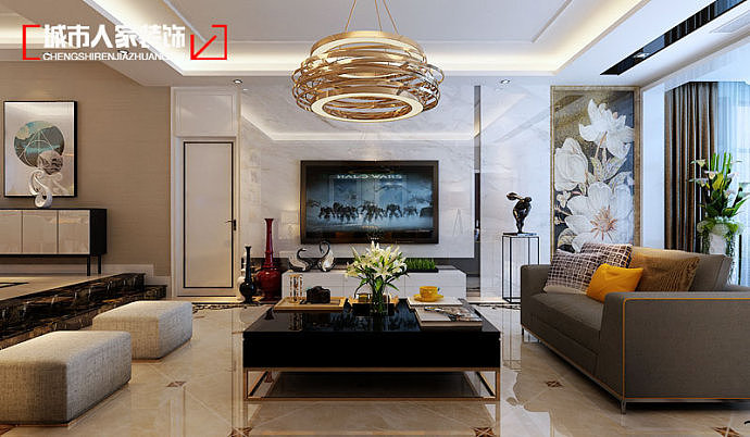 临淄装修公司| 塞纳公馆160平现代简约装修设计效果图（图ZMTE4NjAyNjg4） - 家装设计 - 站酷设计师zbcsrj1118原创素材 - 站酷ZCOOL