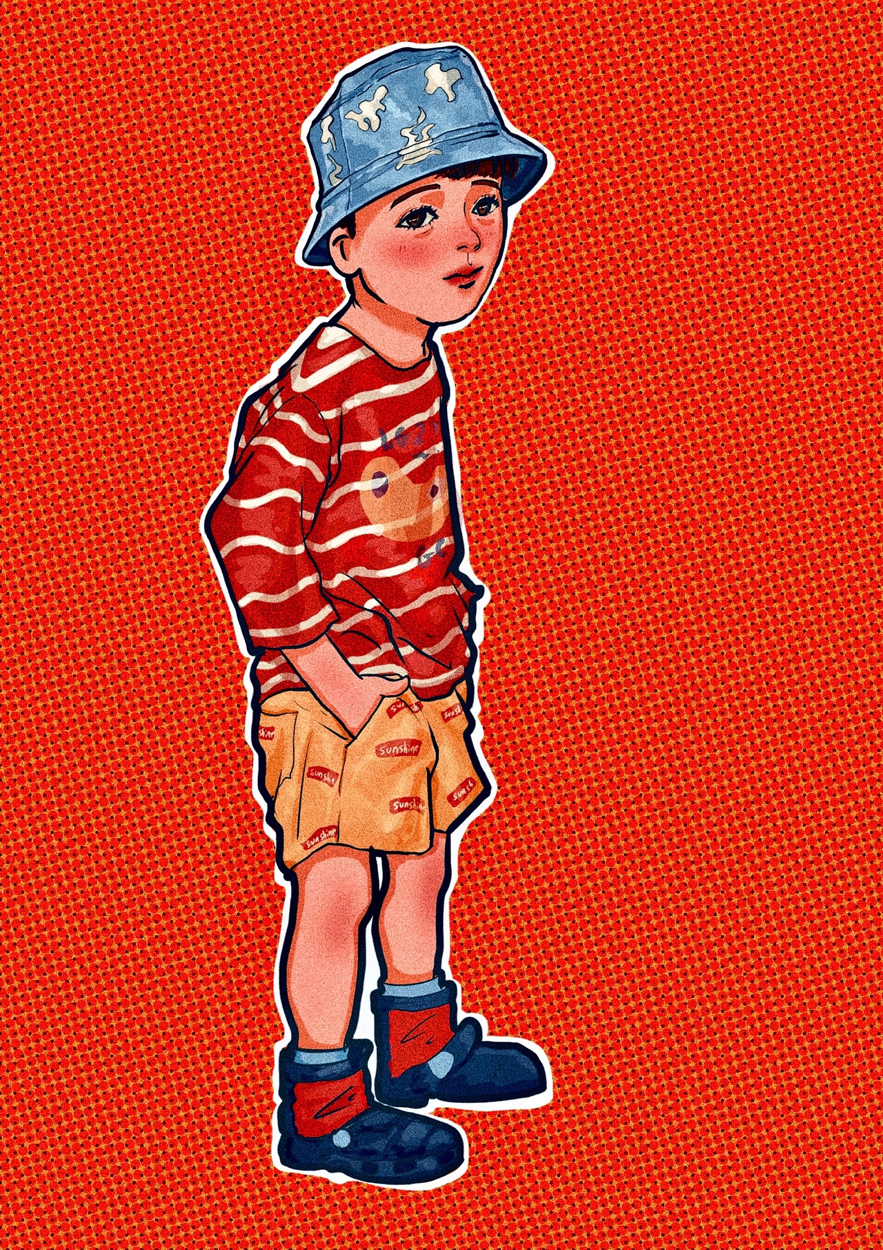 昨天涂鸦五个小人（图ZMjQ3NjM2Njky） - 儿童插画 - 站酷设计师二笔兔子原创素材 - 站酷ZCOOL