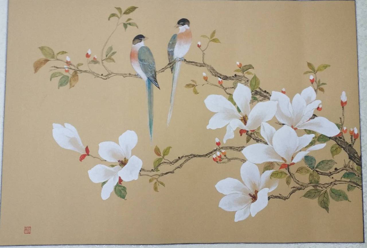 中国画没骨花鸟