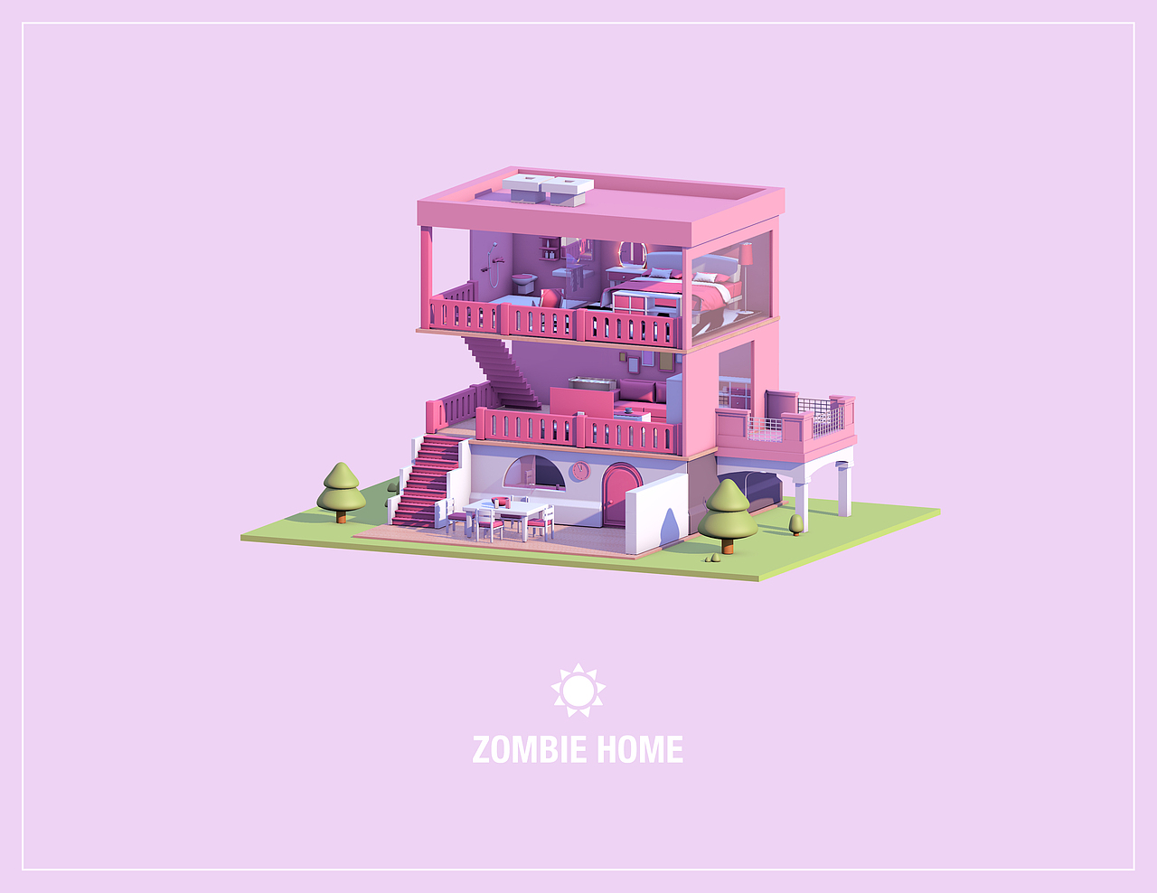 Zombie乐的C4D小房子 C4D场景（图ZODE2ODc5NjA=） - 海报 - 站酷设计师乐乐君原创素材 - 站酷ZCOOL