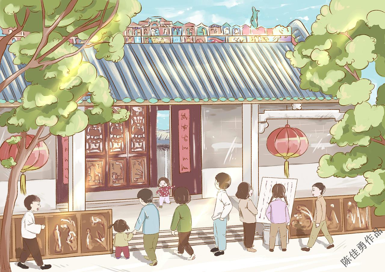 陈家祠-素材绘制（图ZMTg1MDk4ODE2） - 商业插画 - 站酷设计师一点忧愁原创素材 - 站酷ZCOOL