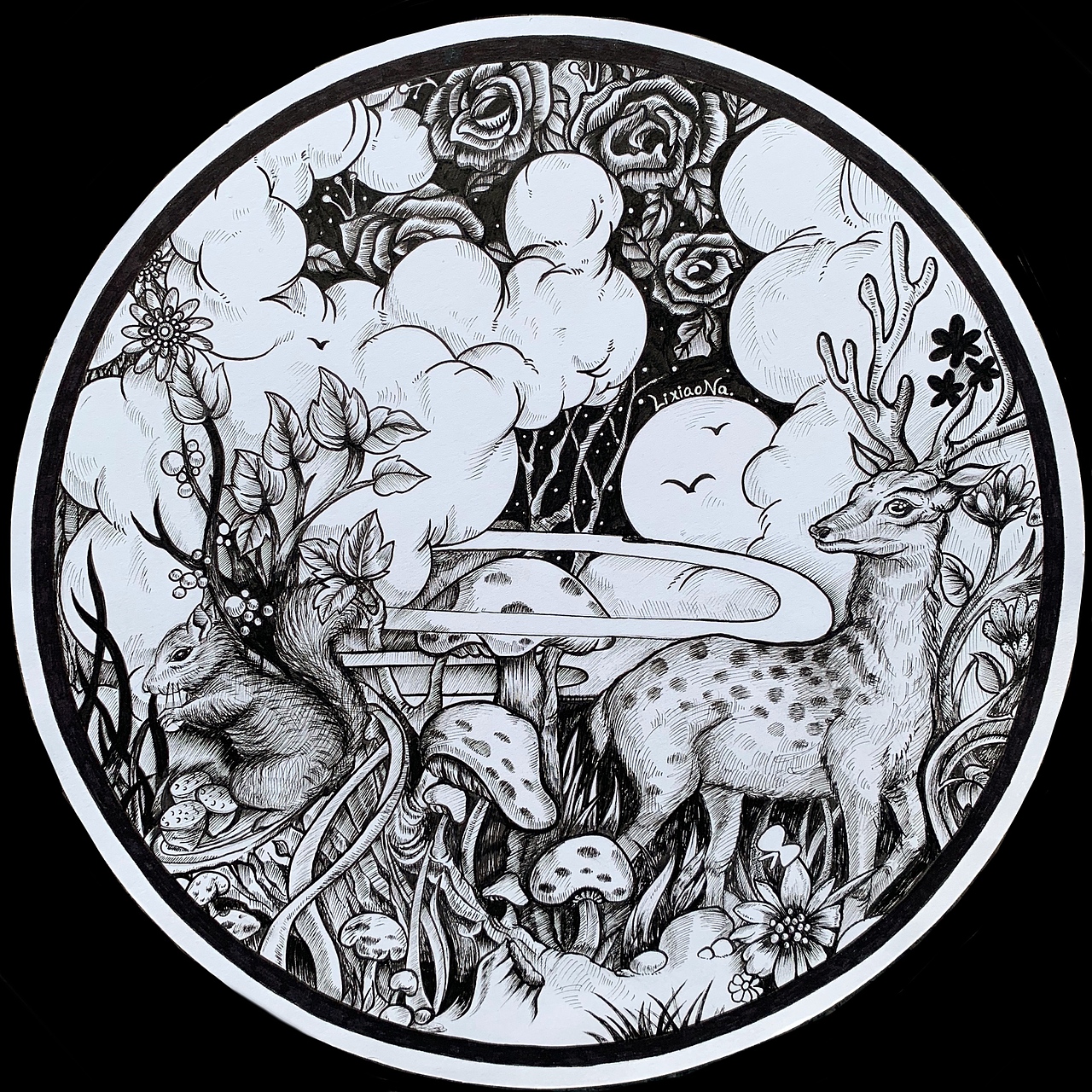 平面构成针管笔装饰画