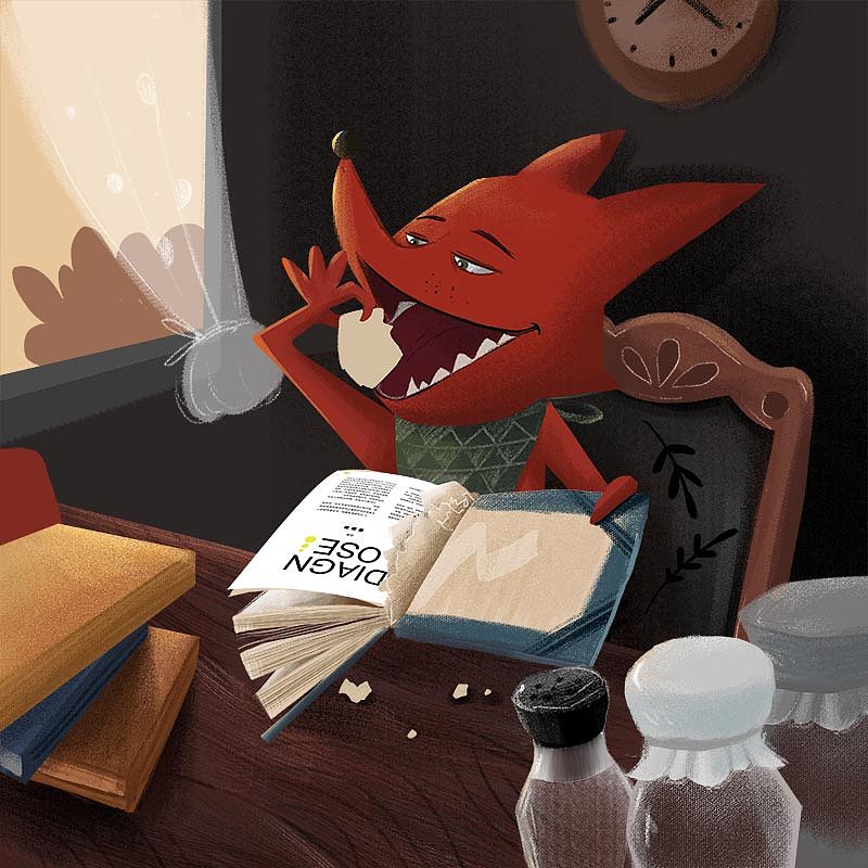 吃书的狐狸绘画图片