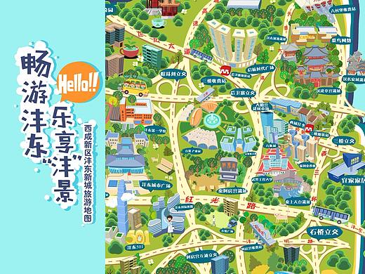 【乐享沣景】矢量卡通风旅游地图简介