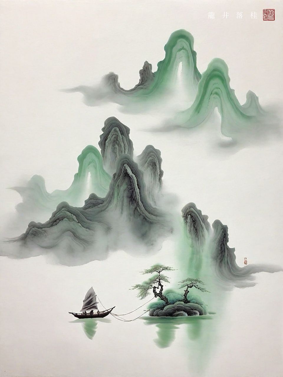 禅画 | 人生若得如云水（图ZMzY0MDQ0MTMy） - AI作品 - 站酷设计师龙井落桂原创素材 - 站酷ZCOOL