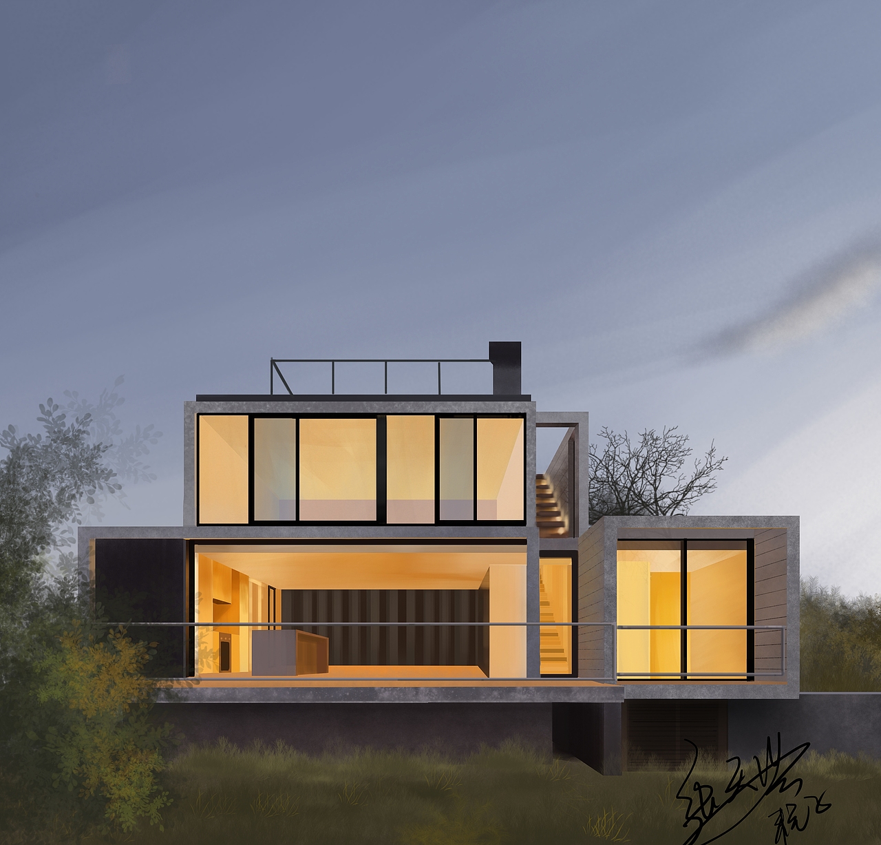 sketchbook别墅外观手绘