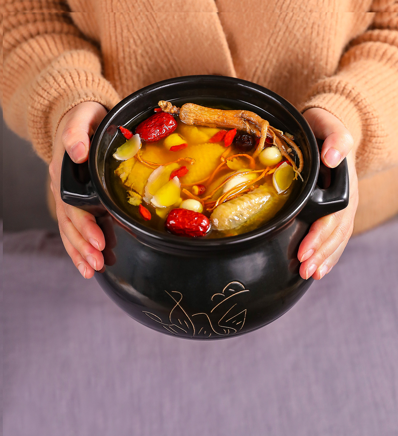 虫草花人参滋补鸡汤塔木金煲汤材料