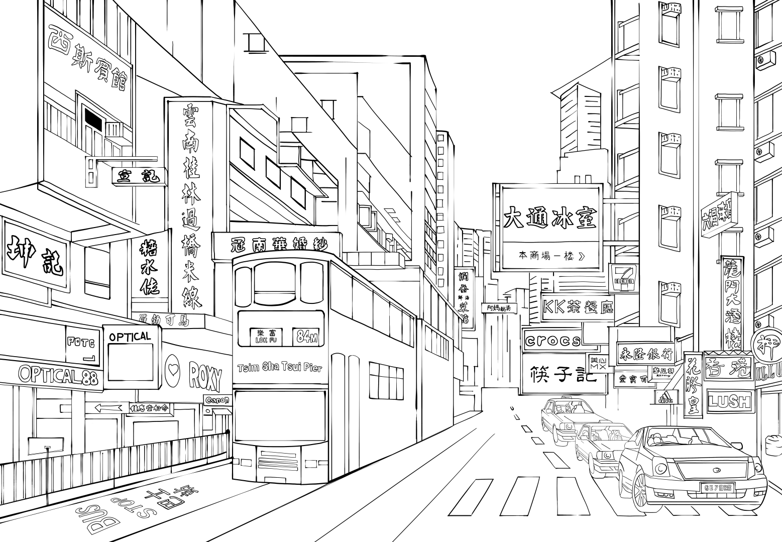 香港轮廓图手绘图片