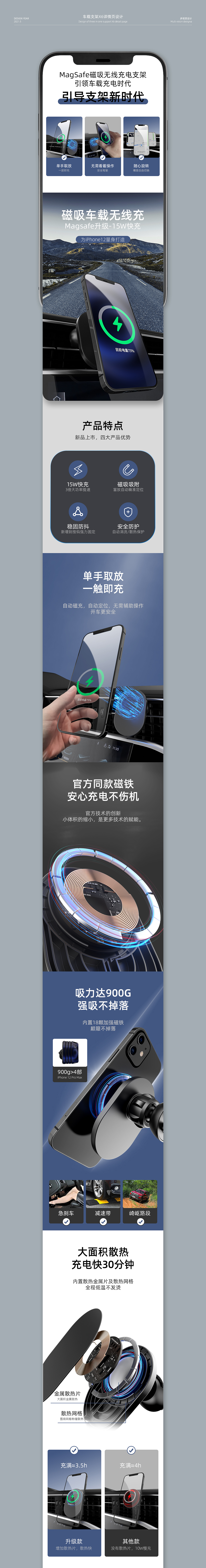 车载无线充电器支架详情页设计