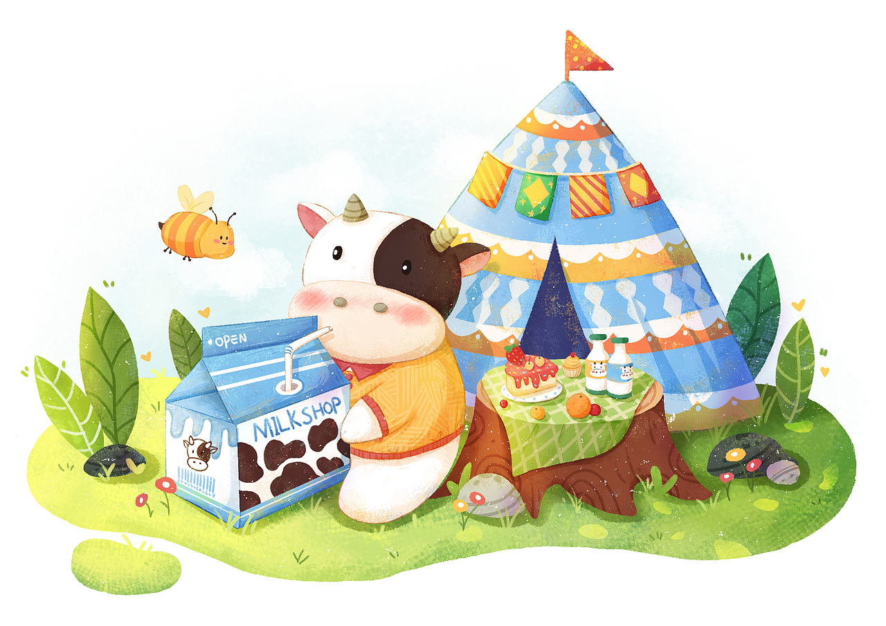 "奶牛日记"——系列插画（图ZMjgxMjY0NzUy） - 创作习作 - 站酷设计师迪子酱原创素材 - 站酷ZCOOL