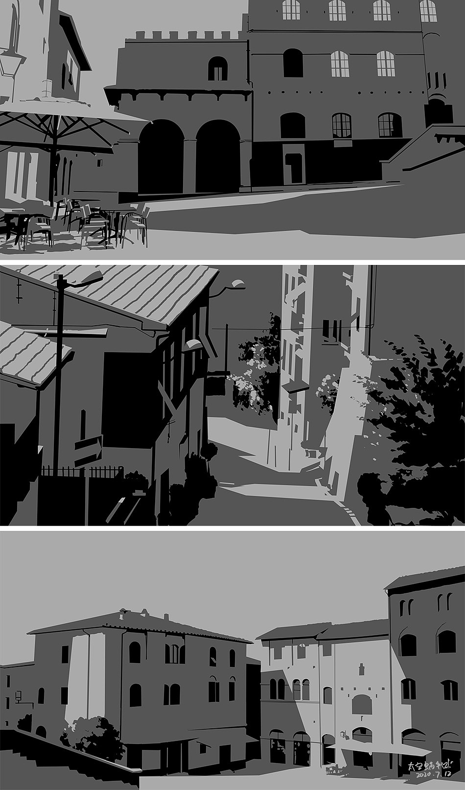 黑白灰场景（图ZMjE2NDA5MjU2） - 创作习作 - 站酷设计师太空蜗牛爱画画原创素材 - 站酷ZCOOL