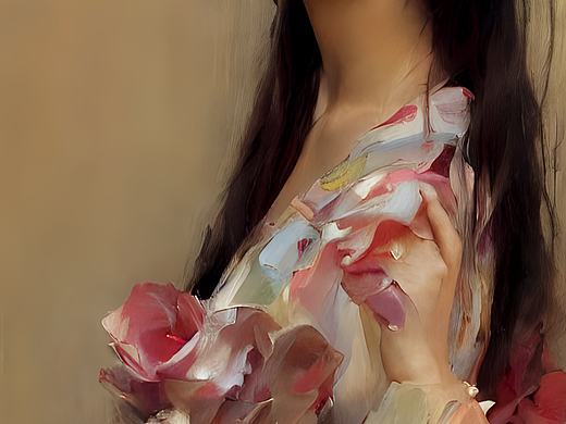 东方,青年女人脸,优雅,智慧,活泼可爱,油画,电影打光