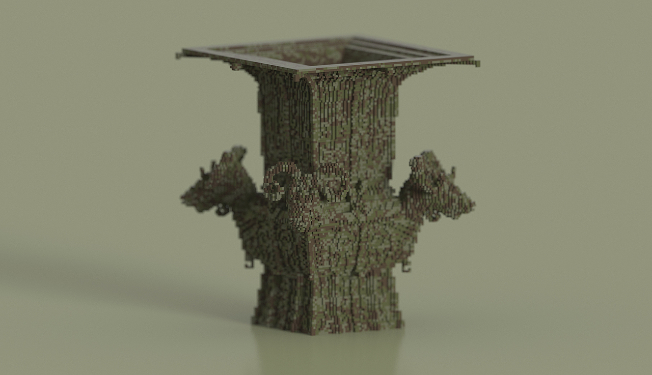 Magicavoxel 体素·兽面纹方鼎&体素·四羊方尊