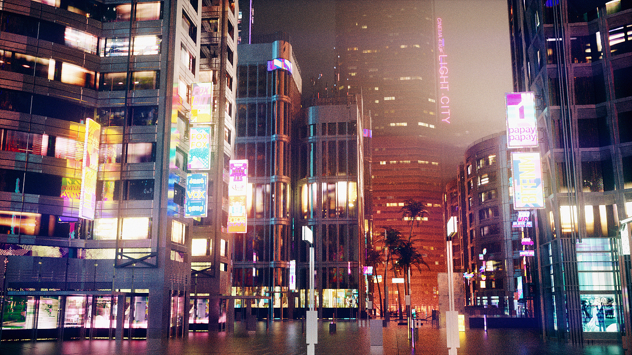 原创C4D赛博霓虹城市夜景系列