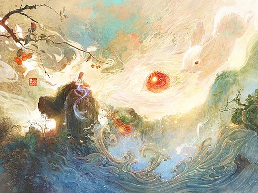 新春贺图|东方自云深处， 有瑞兔临凡…