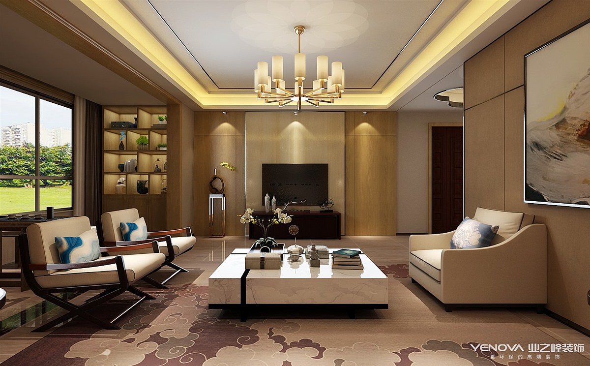 石家庄德贤公馆装修设计-138平新中式风格-业之峰装饰