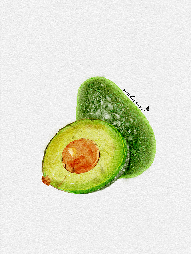 ipad水彩～牛油果（图ZMzU5NzE3Njg4） - 创作习作 - 站酷设计师糖芯儿568原创素材 - 站酷ZCOOL