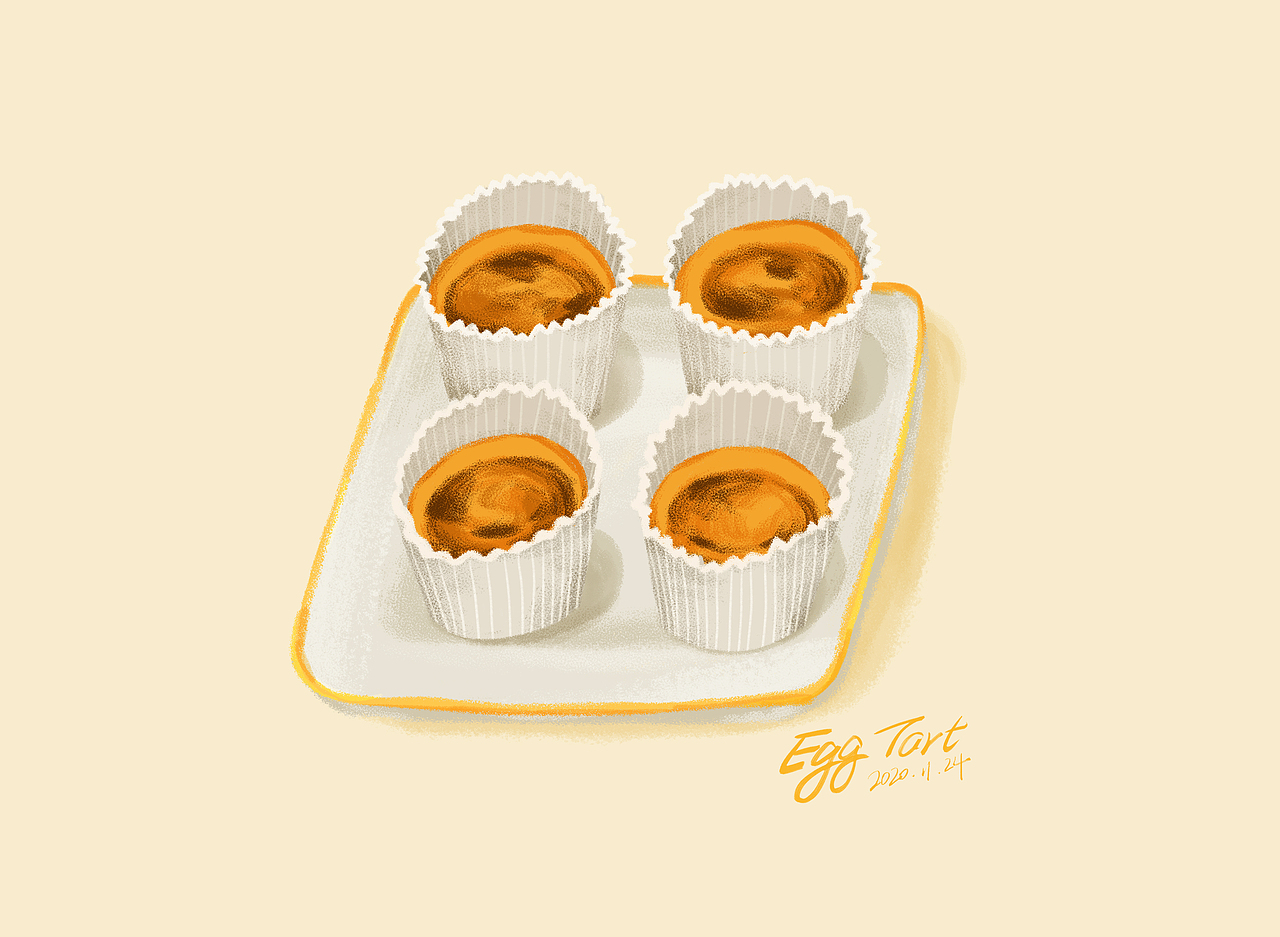 插画练习-蛋挞（图ZMjMzMzkyOTM2） - 创作习作 - 站酷设计师冬瓜不矮原创素材 - 站酷ZCOOL