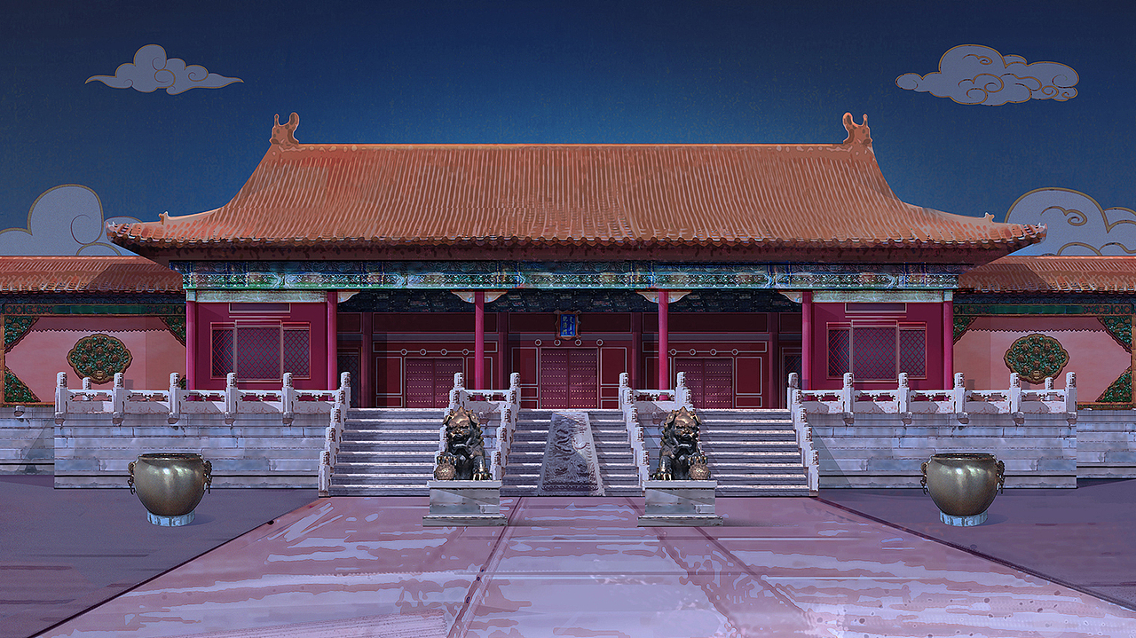 百度X故宮 《宮里過大年》H5 場(chǎng)景繪制（圖ZMTQ0Mjk4MDE2） - 商業(yè)插畫 - 站酷設(shè)計(jì)師方面面York原創(chuàng)素材 - 站酷ZCOOL